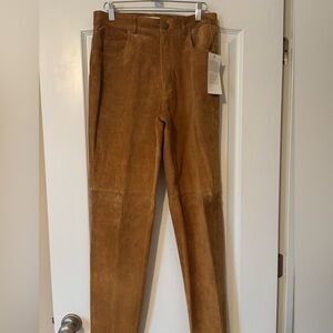 Margaret Godfrey Women's Suede Tan Straight Leg Pants